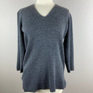 Real Clothes Saks Fifth Avenue Silk & Cashmere 3/4 Sleeve Sweater - L